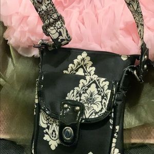Black & white floral crossbody bag